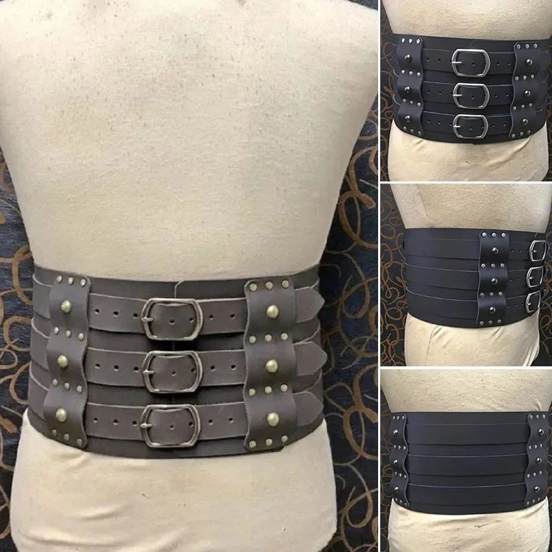 Stredoveké viking pirátske kožené pancierový pás Steampunk príslušenský pásový pás strážca vintage spona pásový pás Men kostým pre larp cosplay