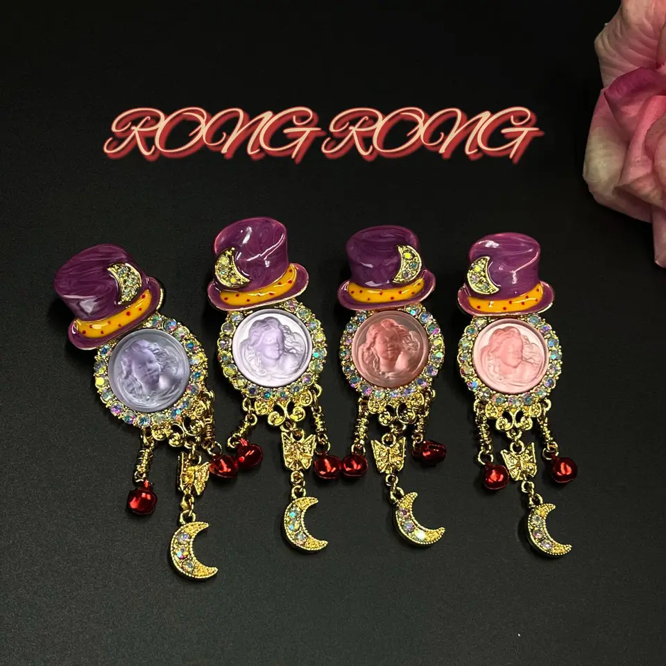 Stredoveké šperky Premium KF Hat Moon Moon Sleeping Angel Heavy Priemysel náušnice Vintage retro šperky