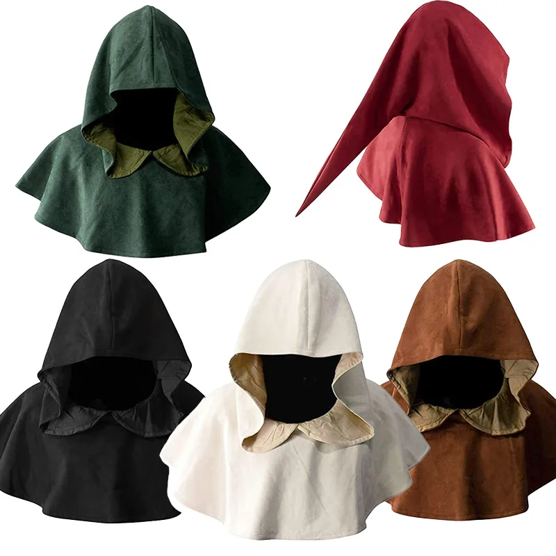 Stredoveký kňaz mních čarodejník krátky plášť COAK COSPLAY kostým čarodejnica šál kapucne mys Pagan Cape klobúk luxusné šaty mys Halloween darček