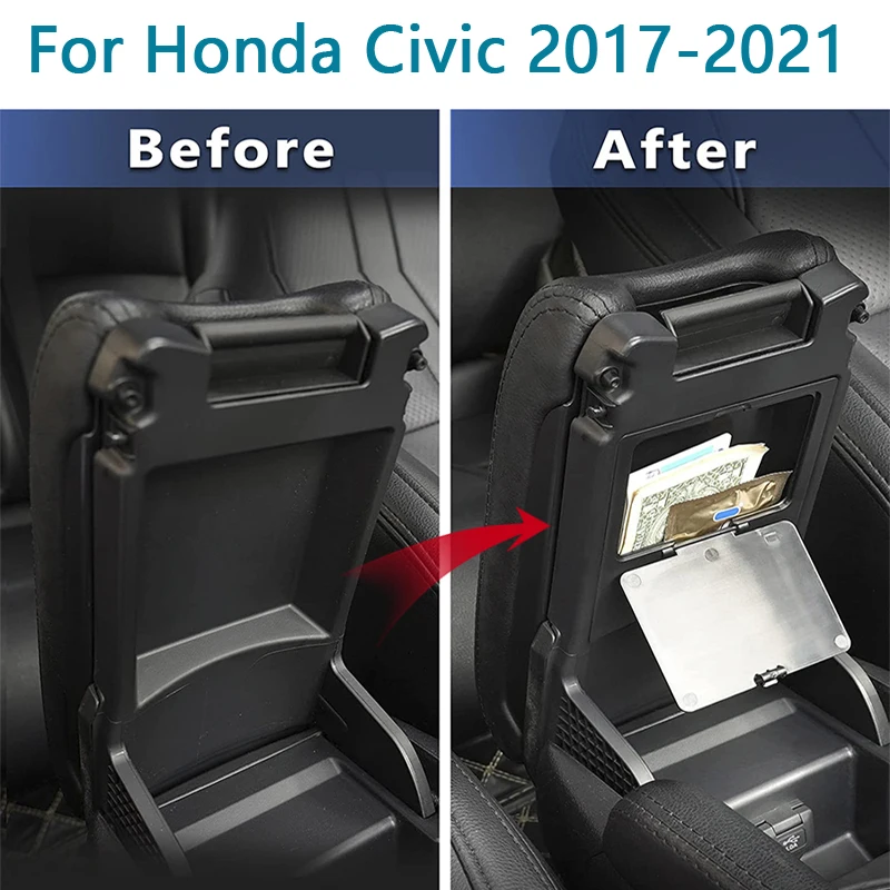 Stredová konzola Hidden Storage Box pre Honda Civic 10. Gen 2016 2017 2018 2019 2020 2021 2021 Hatchback SI Coupe Type R Príslušenstvo