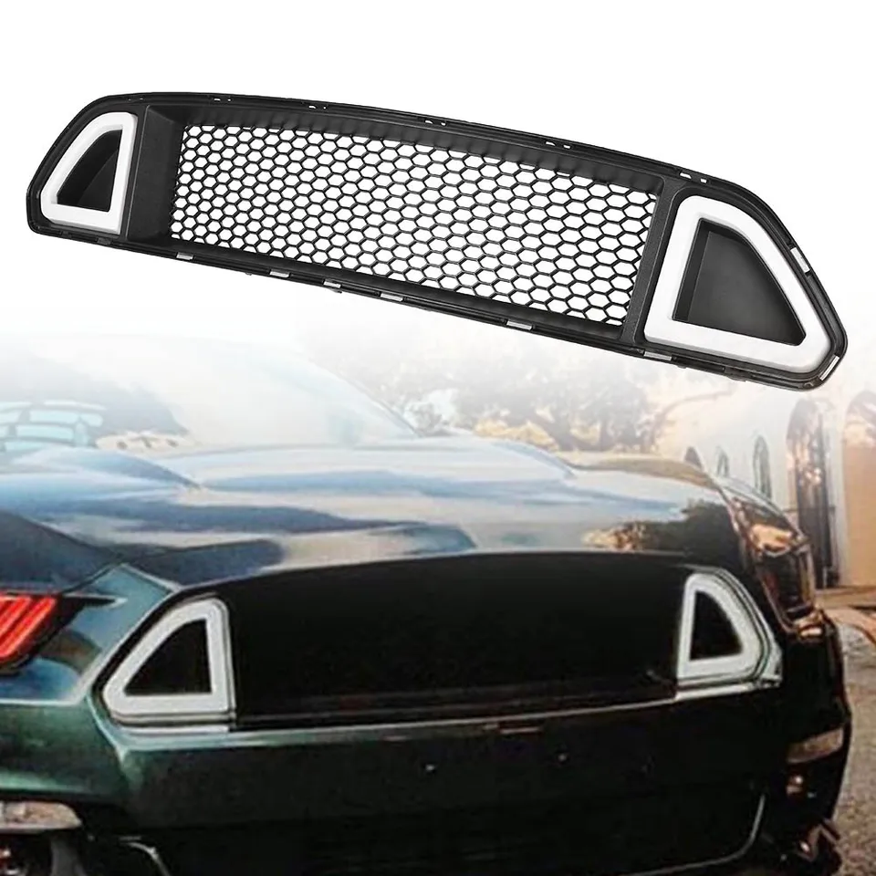 Stredový gril prednej mriežky s LED žiarovkou biele / zelené svetlo pre Ford Mustang 2015 2016 2017 ABS Plastic