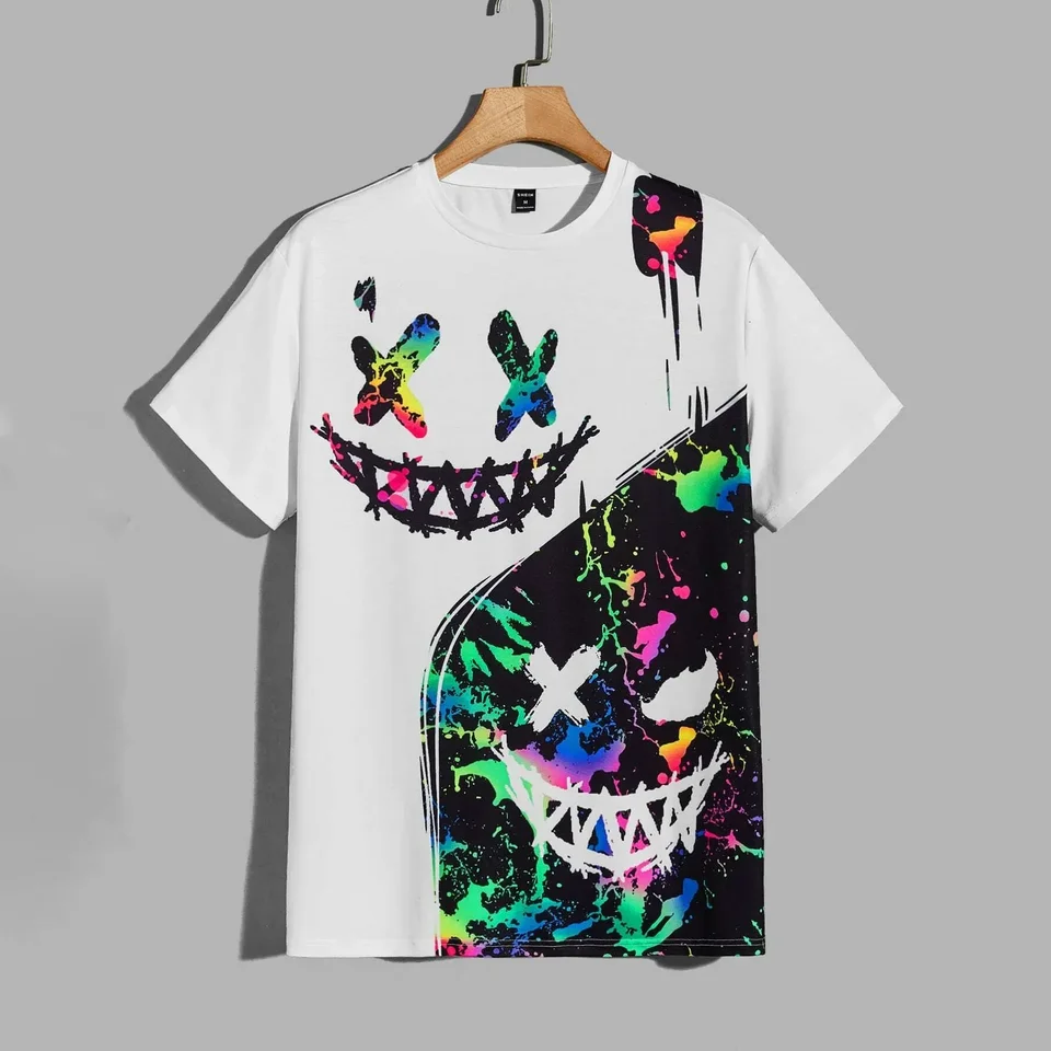 Street Fashion Tričko pre mužov s krátkym rukávom Hip Hop tlač Tee tričko Pekné mužské tričko s pretiahnutím muža s nadmerným odevom 2024