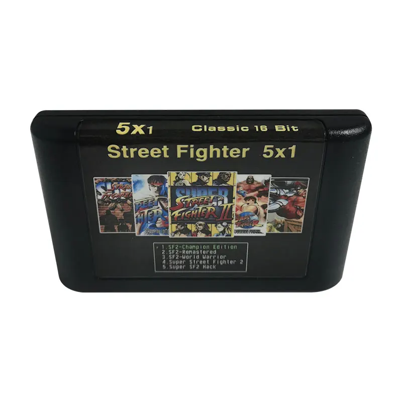 Street Fighter 5in1 16 bit MD herná karta pre Sega Mega Drive pre Sega Genesis a pre originálnu streľbu z konzoly