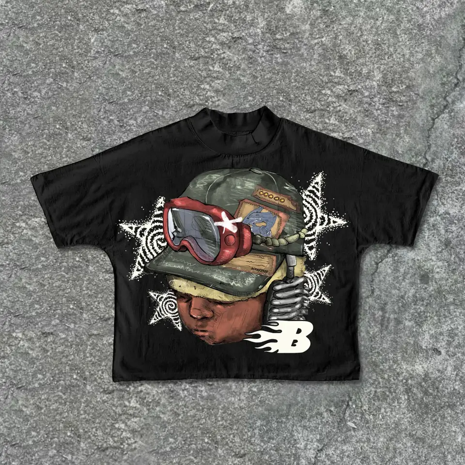 Street Y2K Harajuku Vintage Veľká hlava Vytlačené tričko s krátkym rukávom Pánske 2025 Trendy Gothic Casy Loosed Women Tričko Tee TEE