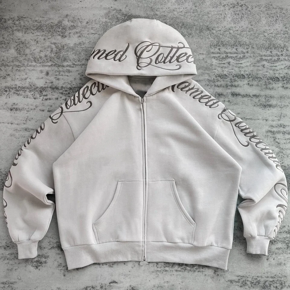 Streetwear American Style s vyšívaným nápisom a tlačenými svetermi európskymi a americkými voľnými kapucňami kapucňami