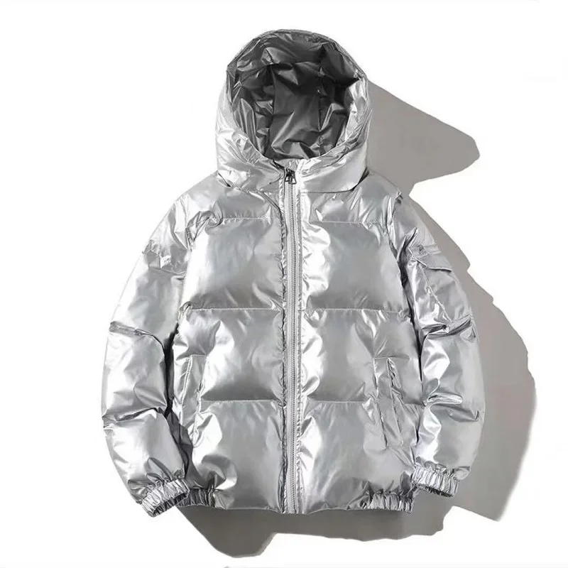 Streetwear Fashion Best Silver Puffer Bundy pre mužov zahusťované zimné pánske kabáty neformálne bavlnené bavlnené vyhrievané bundy muži