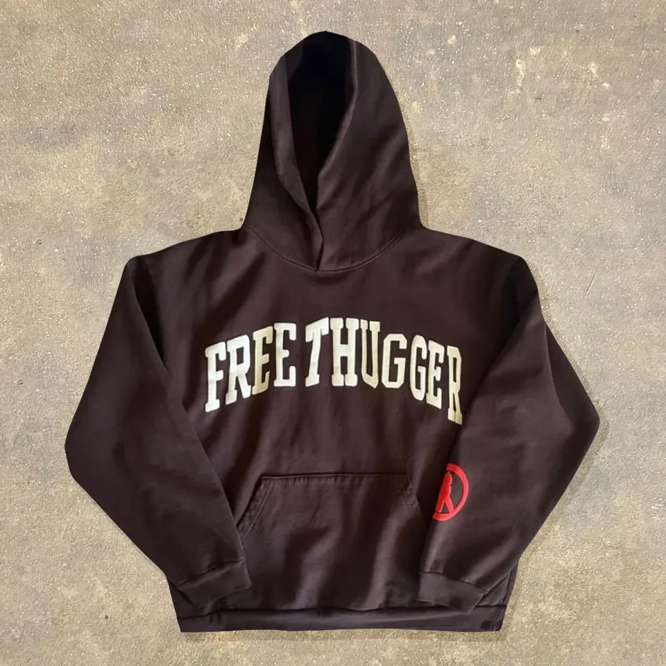 Streetwear Free Thugger Hoodie Y2K oblečenie pánske dámske hip hopové písmeno grafická tlač retro nadmerne veľkú kapucňu mikinu bundu