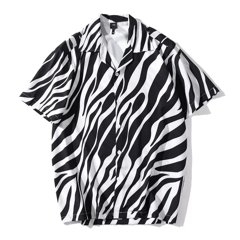 Streetwear Men Hip Hop Black White Zebra Krátke rukávy Summer pláž celé tlačené košele Ženy harajuku módne top oblečenie
