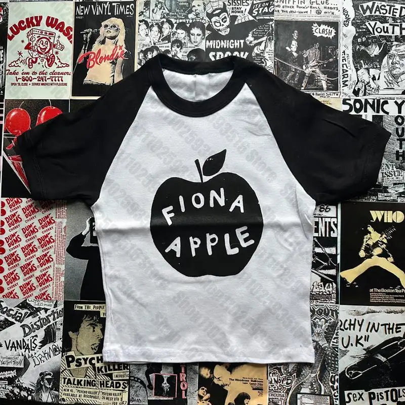 Streetwear Slim Punk Top Dámsky list tlač y2k v štýle plodiny Top gothic sexy grunge baby Tee emo dievčatá oblečenie estetické roztomilé roztomilé