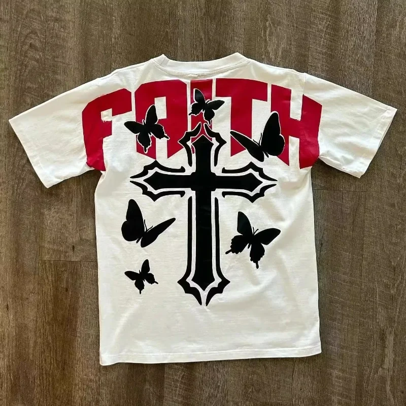 Streetwear T tričko y2k hip hopový list retro krížový grafický potlač nadmerne nadmerne