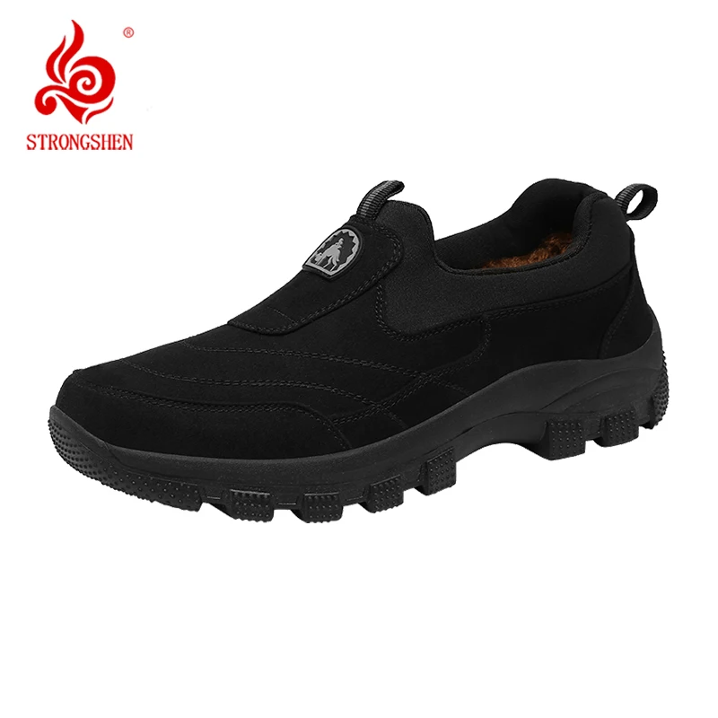 Strelshen Men Walking topánky Zimné kožušinové tenisky Neskĺznite neformálne ľahké laafery skĺznuté na topánky Men Zapatillas hombre