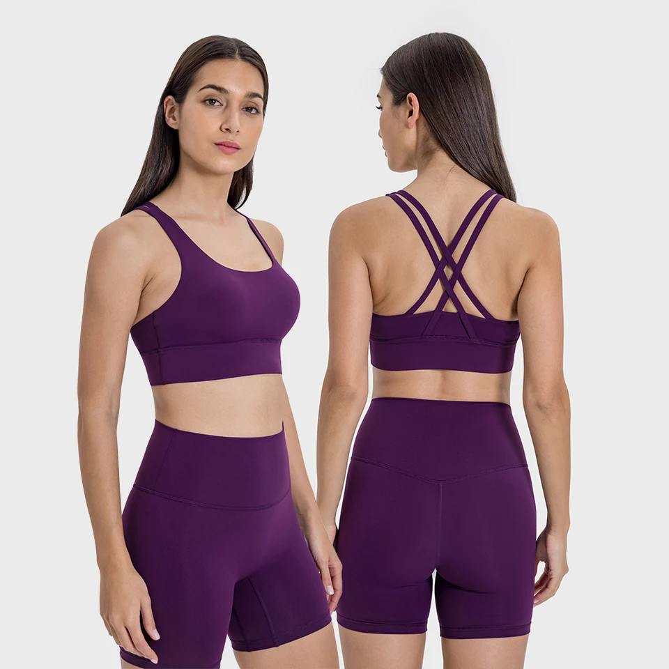 Stretch Nylon Gym Set Ženy 2-dielne oblečenie Push-Up Sports Bra High Was Yoga Setts Sets letné športové oblečenie Cvičenie