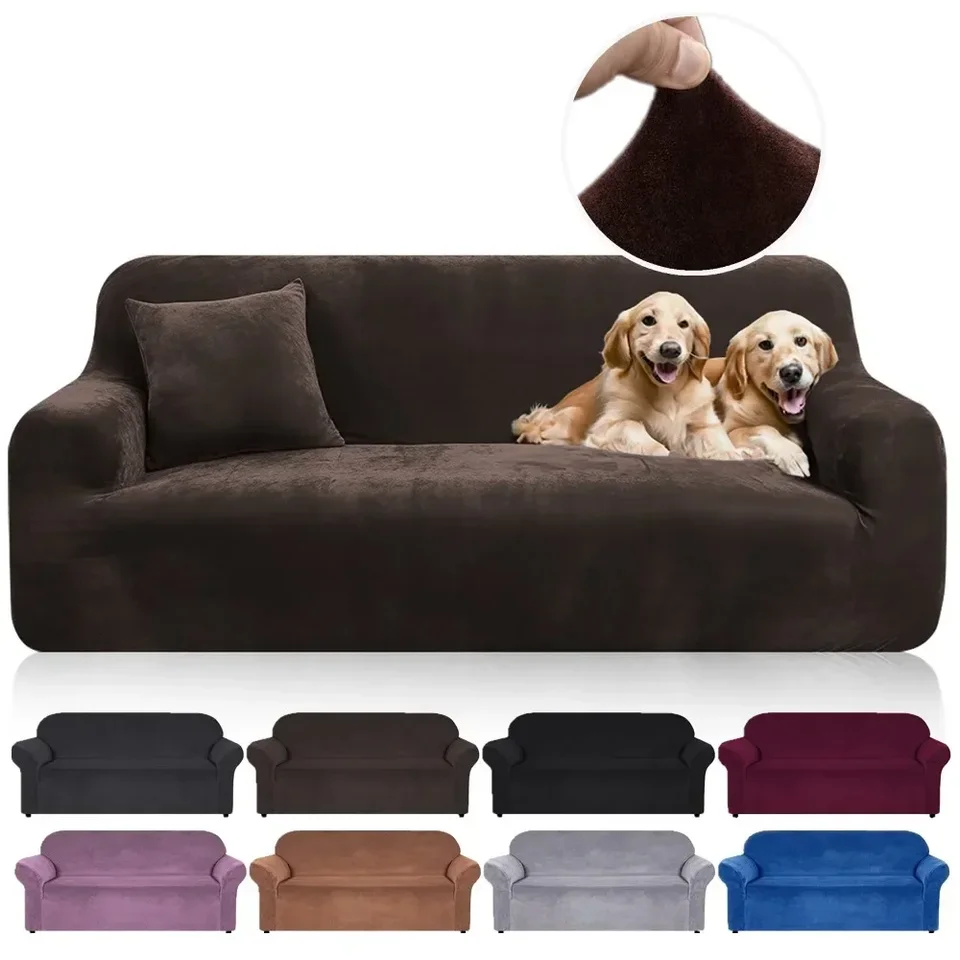 Stretch Velvet pohovka pre obývaciu izbu 1/2/3/4 sedadla all-inclusive Plush Couch pokrýva elastický puzdro pohovky pohovky slimák uterák