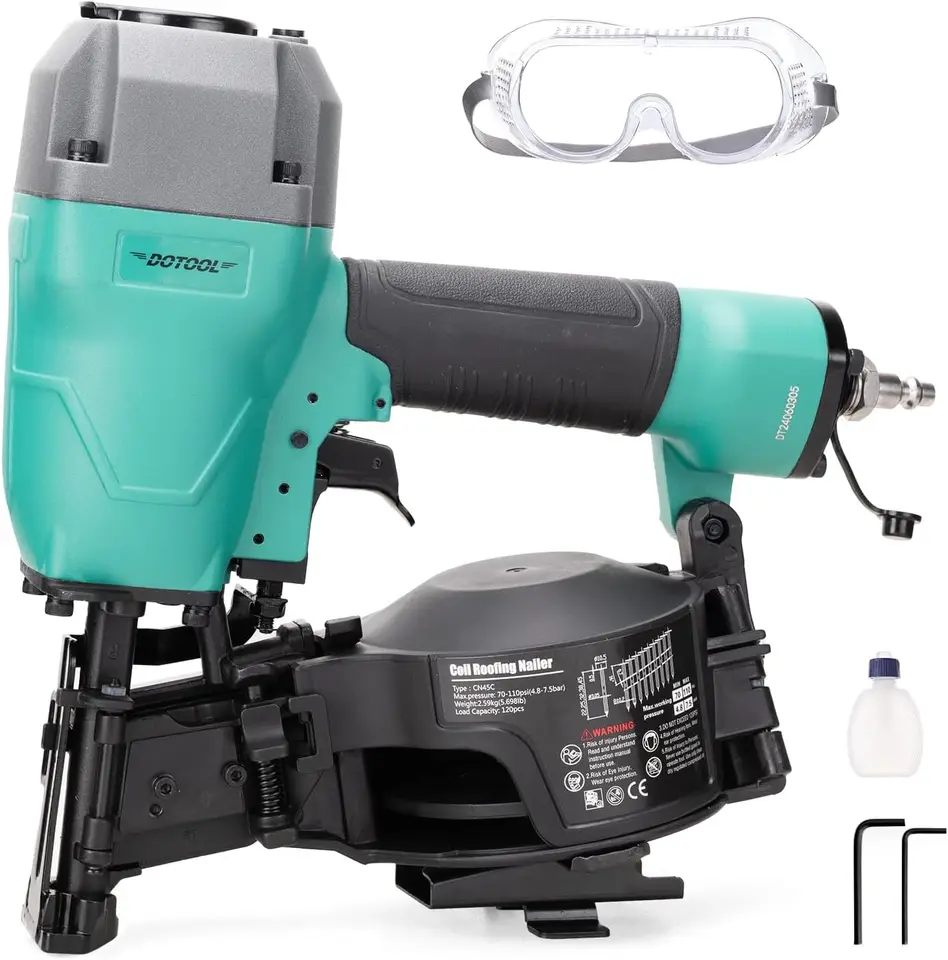 Strešná klinca 15 stupňov strešná nechtovú pištoľ Pneumatic Coil Nailler 120 PCS Zaťažovacia kapacita Štubne používaná pištoľ