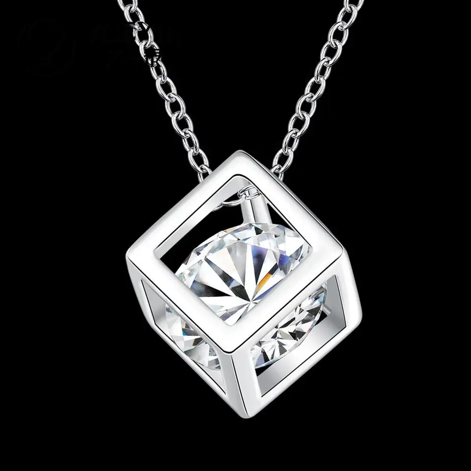 Strieborná farba náhrdelník prívesok Charm Charm Chain Crystal Módne šperky Classic Colar Feminina Originálne vzory