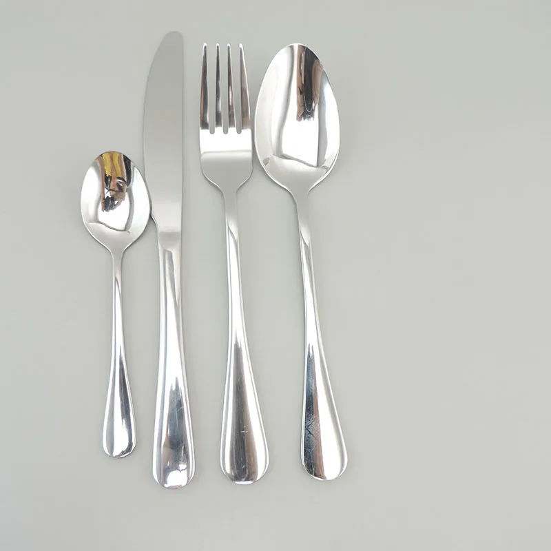 Strieborná hodná sada luxusná príbory oceľová súprava Kvalitné riady Spoon nože vidlice jedáleň Western Food Restaurant A1
