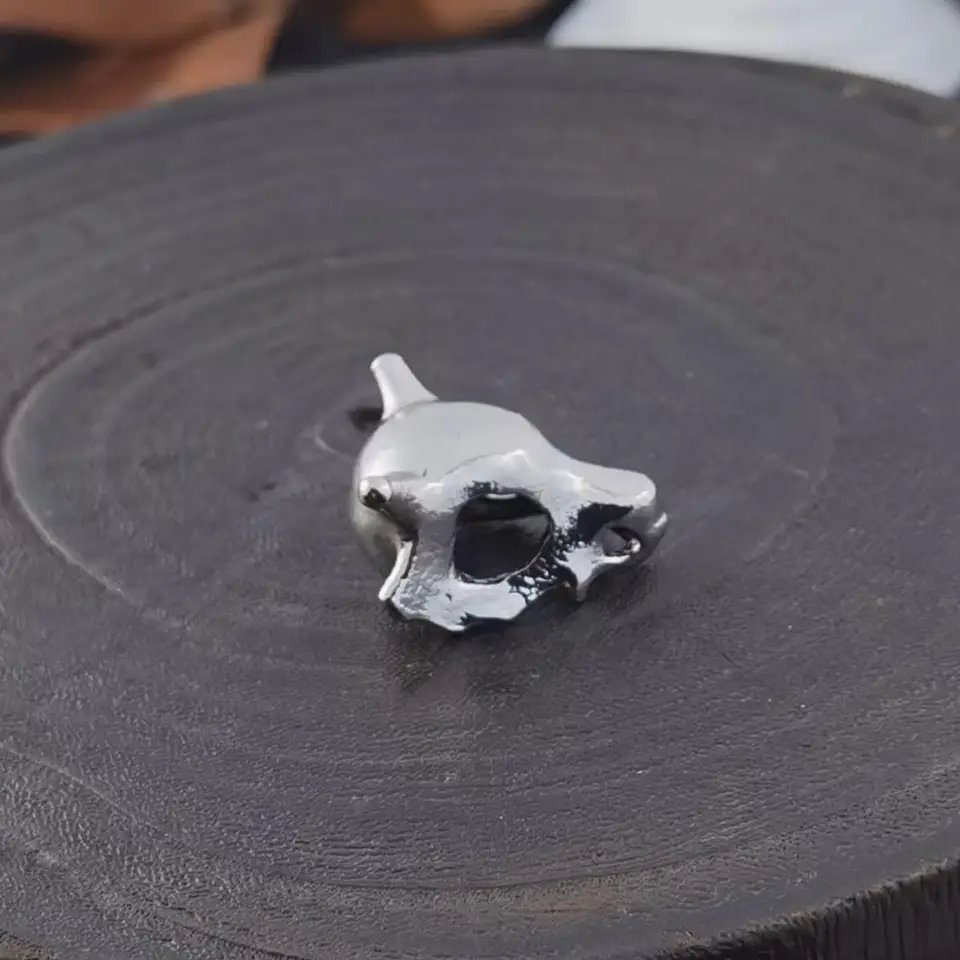 Strieborné korálky lebky Cubone 32x28x20mm vhodné pre doplnky pre domácich majstrov