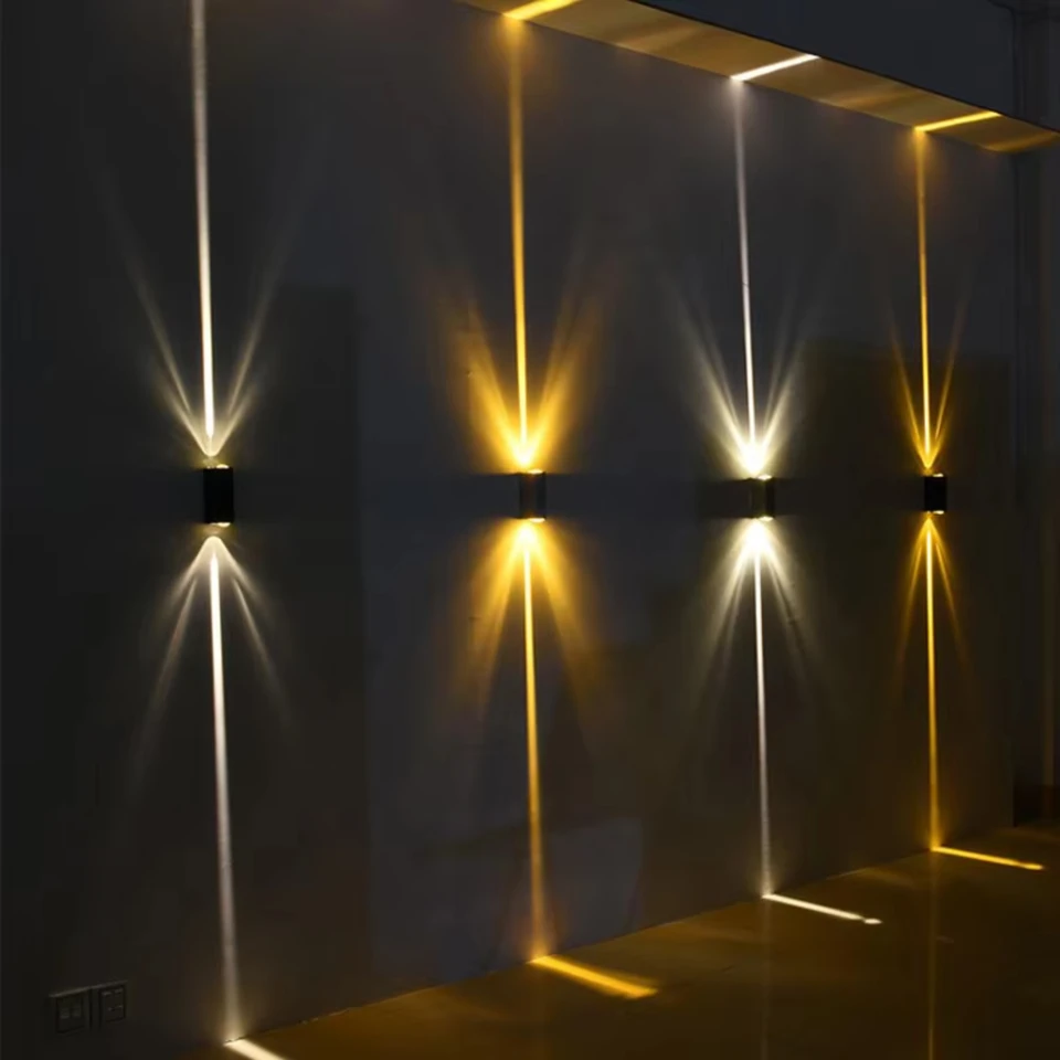 Strieborný hliník COB Outdoorové svetlo 6W vonkajšie osvetlenie vonkajšie vodotesné vodotesné nástenné lampa veranda Svetlo a nástenné stoly