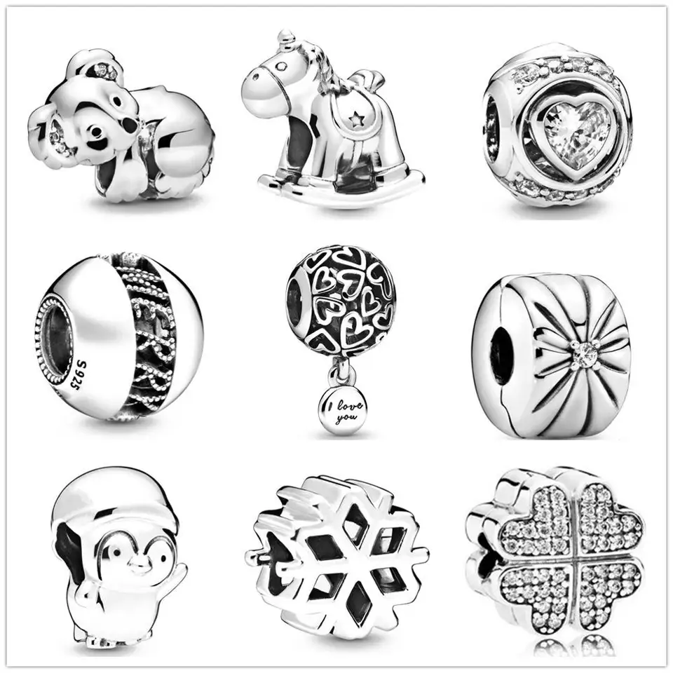 Striebro 925 kúzlo Openwork Love Hearts Bead Fit Original Pendant Charms Silver 925 Náramok šperky pre ženy DIY výroba berloque