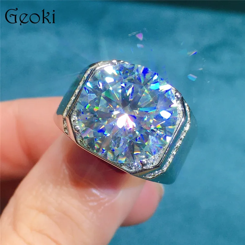Striebro 925 Originál 10 karátov brilantný rezací diamantový test minulosť D farba Moissanit Ring for Men Darček Nový príchod drahokamový šperk