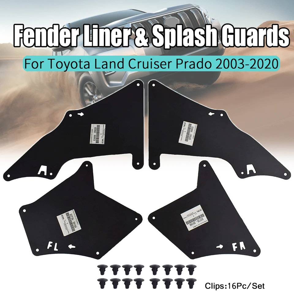 Striekajúcich strážcov Shield pre Toyota Land Cruiser Prado J120 J150 2003 - 2020 LC3 LC4 LC5 Zápasová pečať bahno klapky W klipy Fenderové vložky