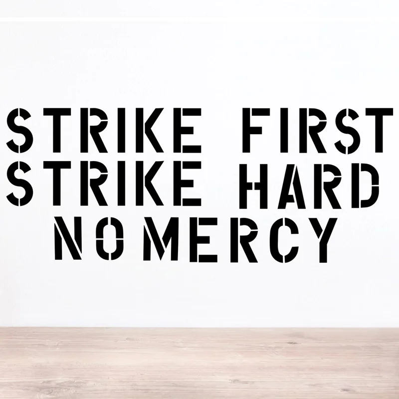Strike First Strike Hard No Mercy Wall Decal Sticker TV Show Show Karate Kid Movie Movie Dojo Mural 80. roky Daniel Johnny 2394
