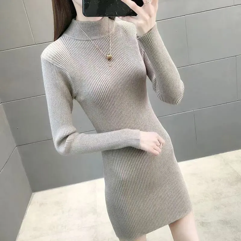 Stripe masívne rolák s dlhým rukávom plyšové šaty elegantné móda harajuku šaty
