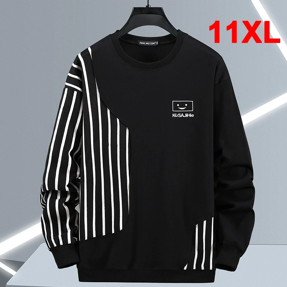 Stripe Patchwork Mikina muži Spring Jeseň mikiny plus veľkosť 10xl 11xl módne streetwear tracksuit Men Veľká veľkosť 11xl