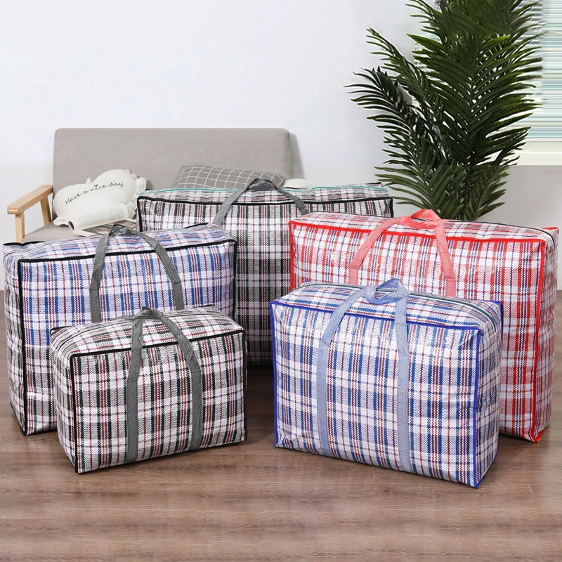 Stripe tkané vrecko s veľkou kapacitou úložné vrecká s kapacitou prikrývka prikrývka prikrývka batožina balenie zips tote home organizátor