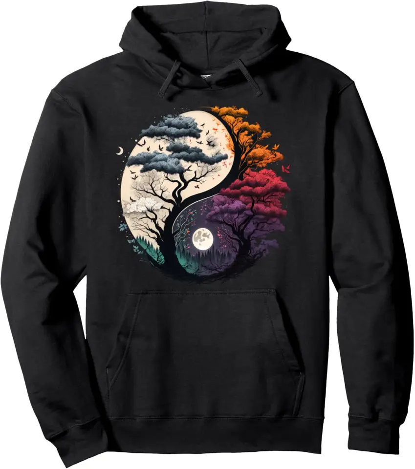Strom života jin yang pullover mikina tlačia