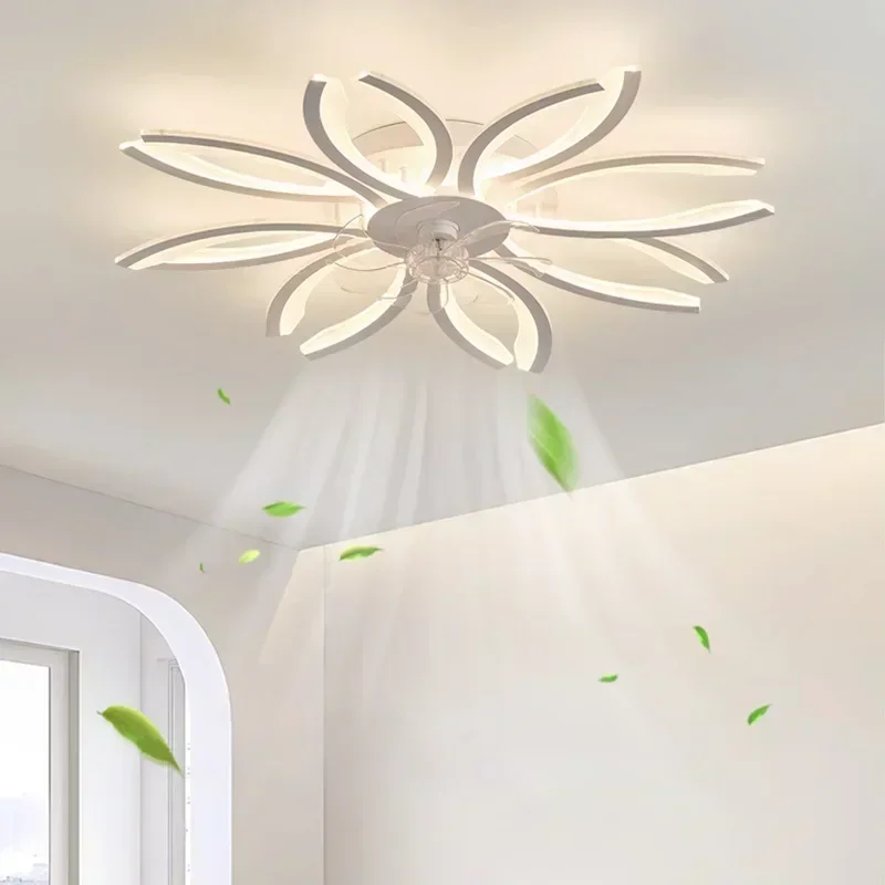 Stropné ventilátory s ľahkou obývacou izbou Decor Moderné jednoduché LED stropné lampa inteligentné pokojné veľké veterné severské luxusné elektrické ventilátor