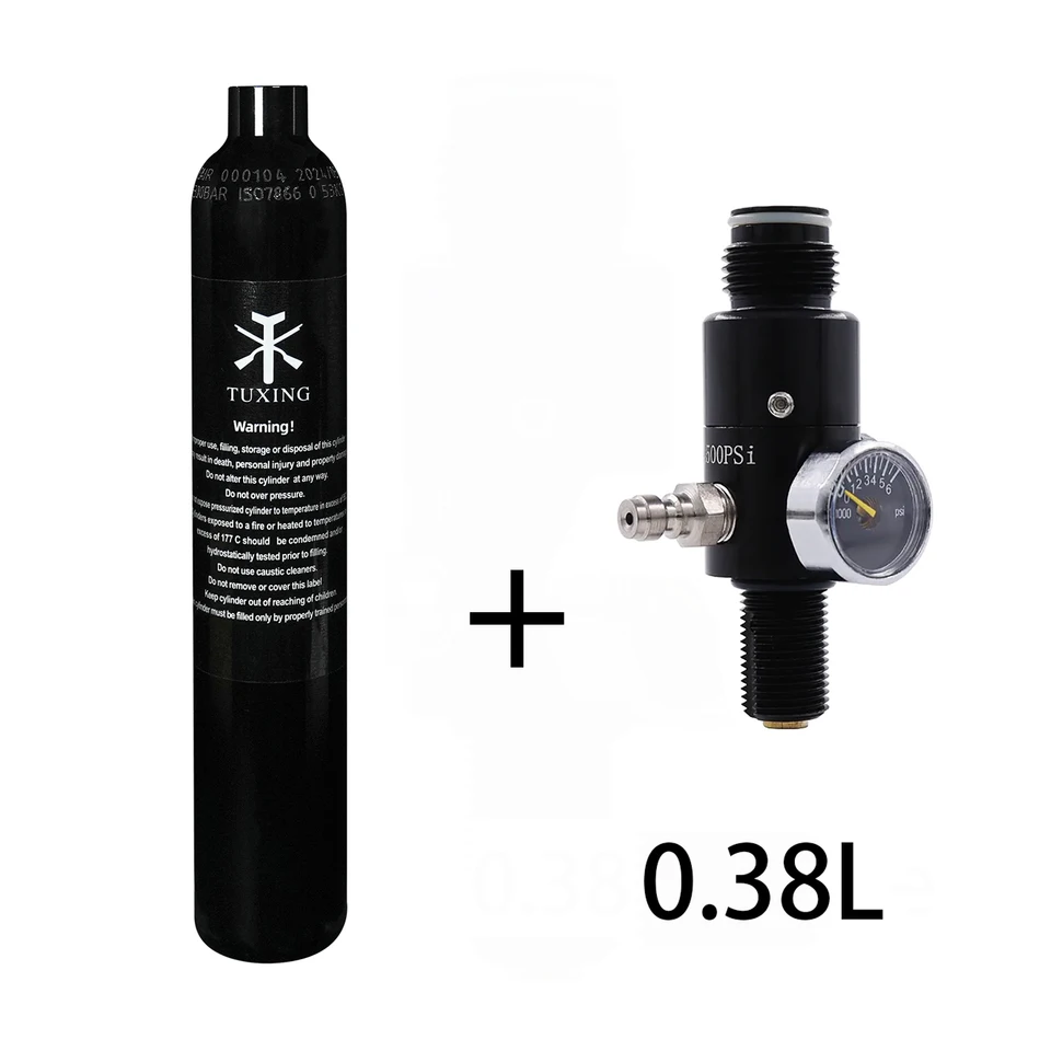 Strucovanie 3000 psi 0,38l 380 ccm Hliníkový valec s regulačným ventilom Vzduch kyslíka CO2 Fľaša M18*1,5 5/8