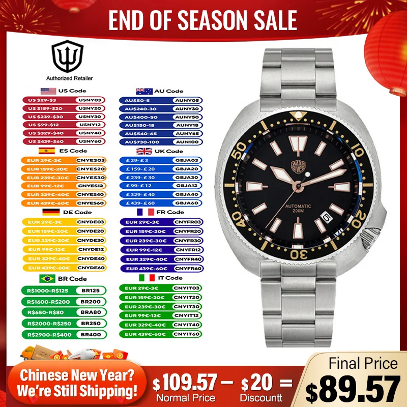 Strážne WD6105 Land Tortoisen Dive Watch for Men NH35 Automatické hodinky Quartz Move