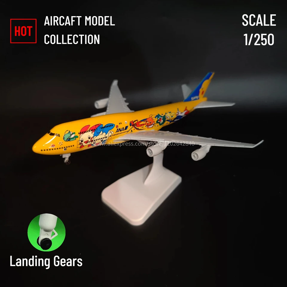 Stupnica 1: 250 Replika kovových lietadiel, Japonsko Ana B747 Airplane Aviation Model Office Domáca dekorácia miniatúrna umenie Kid Fidget Boy Toy