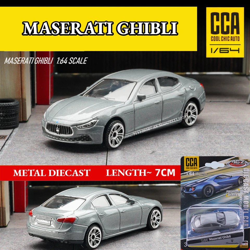 Stupnica 1/64 Maserati Ghibli Mini Car Model, Replika Miniatúrne umelecké vozidlo Art Diecast Zbierka Darček pre Kid Boy Friend