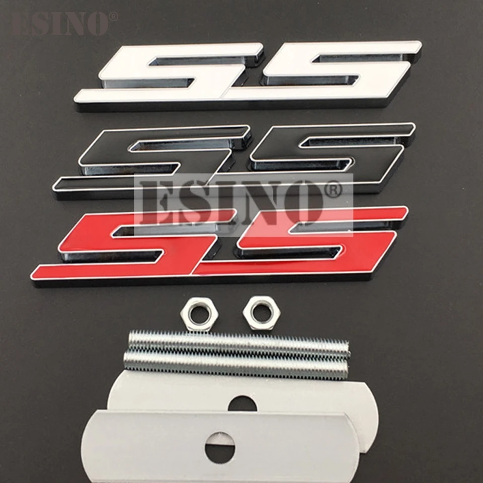 Styling automobilu 3D kovový chróm zink zink zliatiny Emmles auto ss predný gril odznak Nálepky Nálepky automatické príslušenstvo pre Chevrolet SS Camaro SS