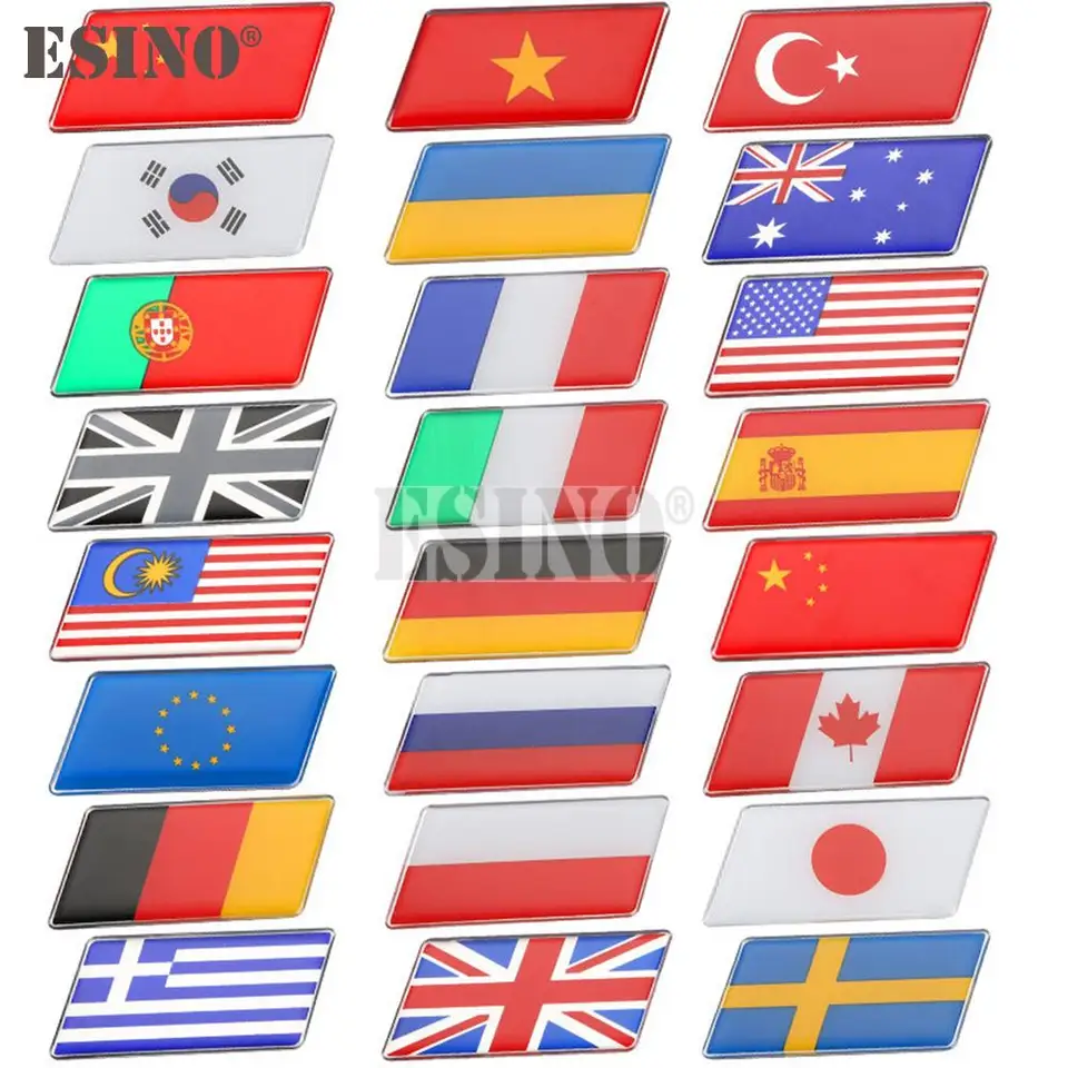 Styling automobilu Flying National Flag USA UK Taliansko Nemecko Francúzsko Japonsko Japan kovová hliníková zliatina 3D lepidlo znak nálepka nálepky