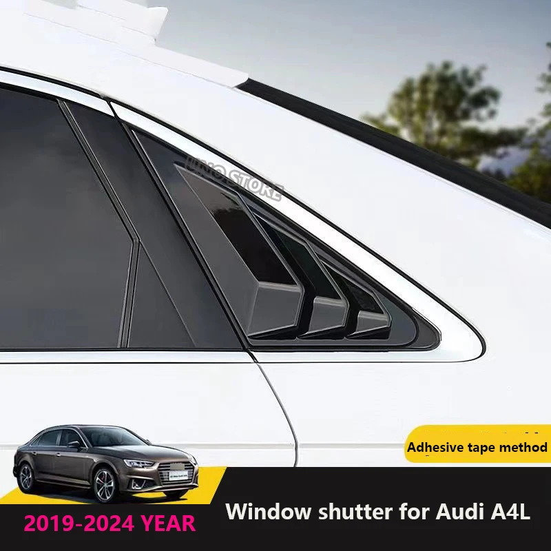 Styling automobilu Glosy Black Zadné okenné trojuholnítko DECORÁCIA Kryt Suckers pre Audi A4 B9 2020-2024