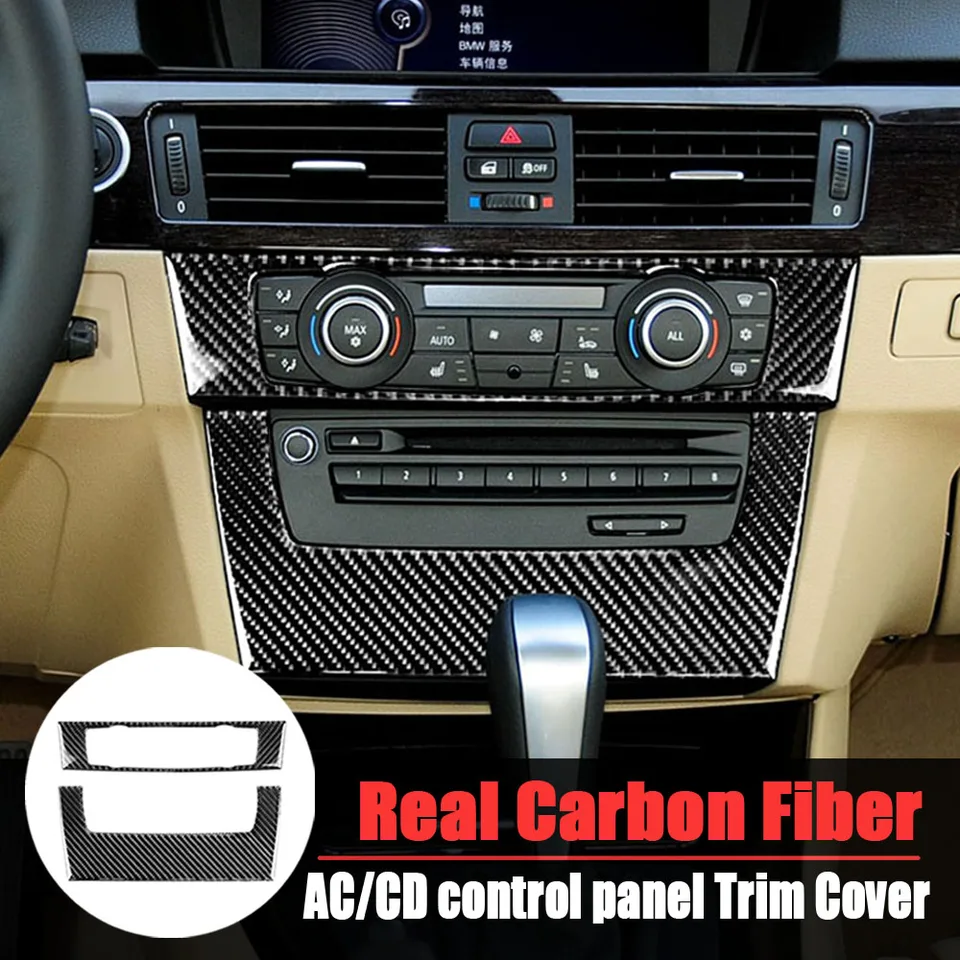 Styling automobilu Reálne uhlíkové vlákno Interiérové ​​lemovanie klimatizácií CD CD STARKERS pre BMW 3 Series E90 E92 E93 2005-2012