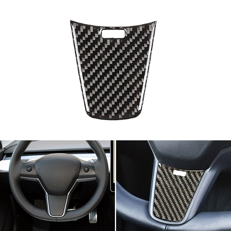 Styling automobilu Reálne uhlíkové vlákno volant na volant Panel Panel Tink Tink pre Tesla Model 3 2018 2019