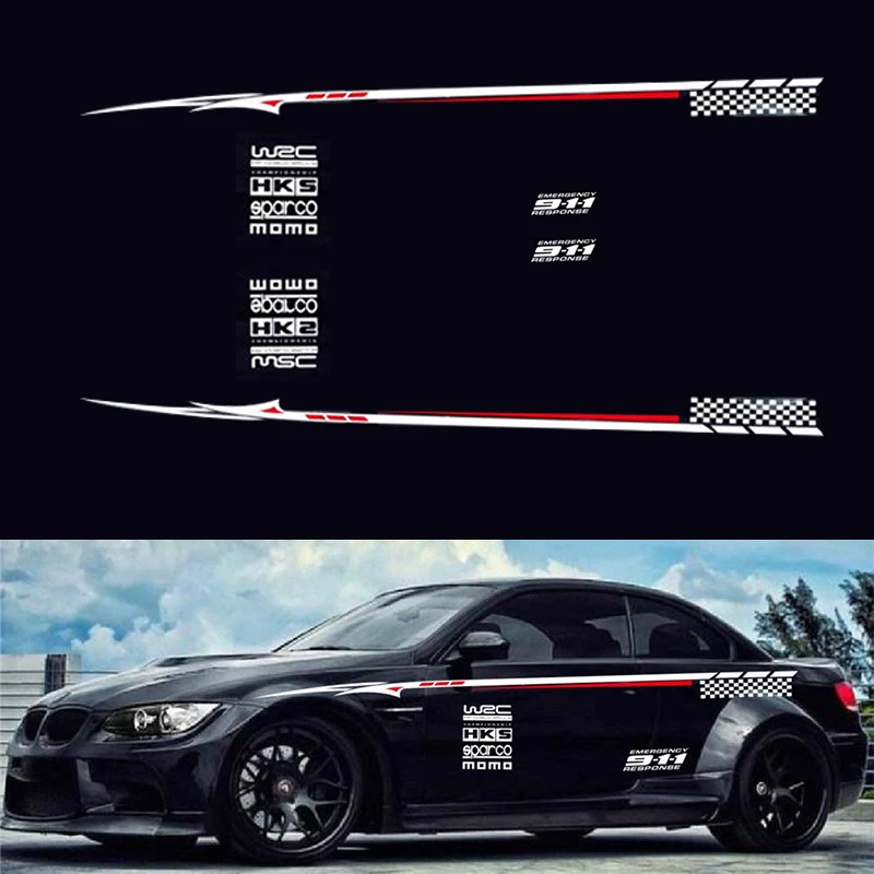 Styling automobilu Červená a biela farebná nálepka automobilu pre nárazník celého tela BK Material Vinyl Sticker Vodotesný 1 Set 1
