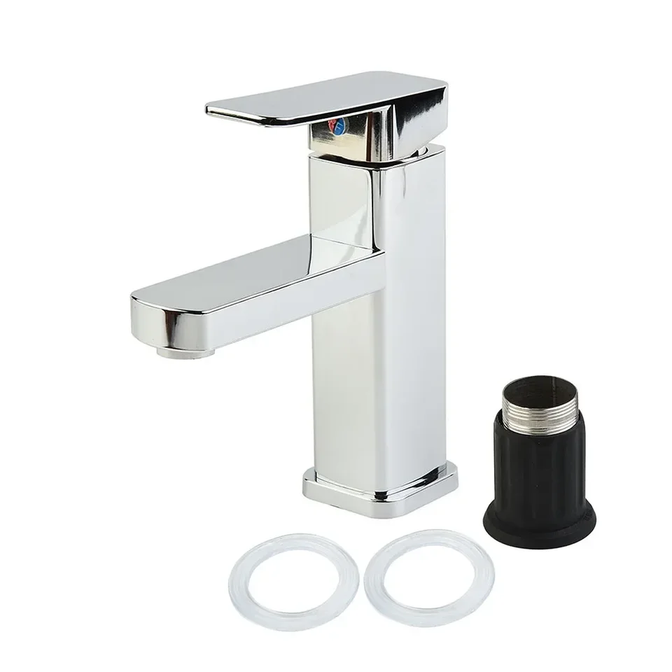 Stály mono -povodia Tap Faucet Kúpeľňa Horúca a studená kohútik s chrómovaným pokovovaním elektroplatového mixéra štvorca do kúpeľne