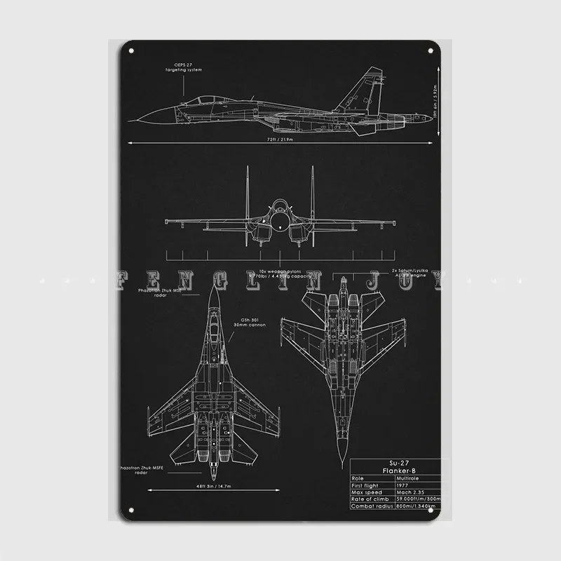 SU-27 Blače Blueprint kovový plaket plagát kino kuchyňa Pub Garáž vintage plakety cínový znak plagát