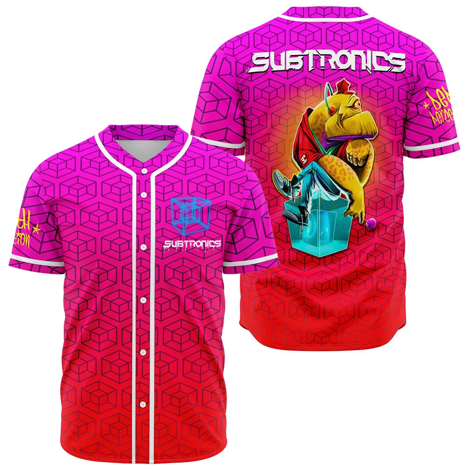 Subtronika Mason 3D tlač Streetwear harajuku tenký gombík baseball uniformný olej Slick baseball Jersey Muži/ženy