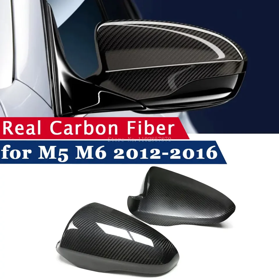 Suché zadné zrkadlo s suchým uhlíkovým vláknovým krytom pre BMW M5 F10 M6 F06 F12 F13 2012-2016 Bočné zrkadlové plášťa Pridanie na chránič puzdra rámu