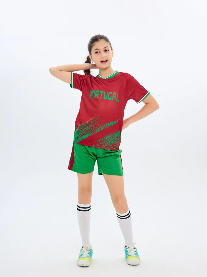 Suiruida najnovší portugalský futbalový dres pre deti Girl Girl Sports Training Uniformy pre deti futbalové obleky