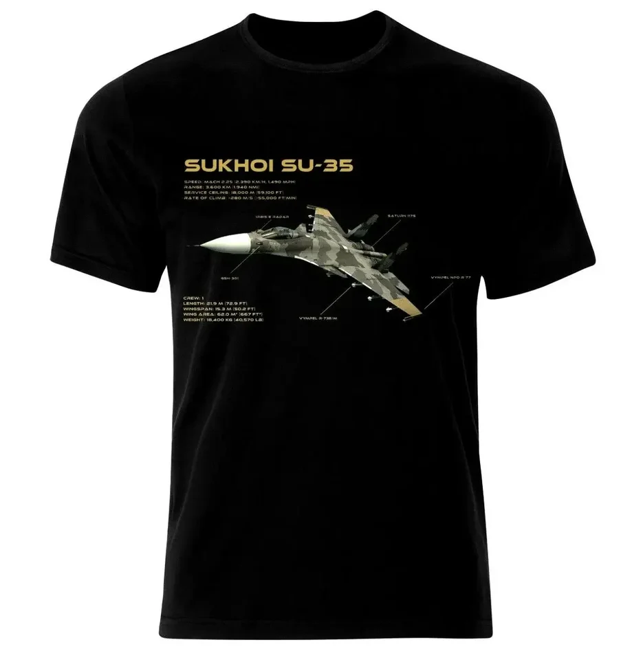 SUKHOI SU-35 Air Fighter Aircraft Blueprint Tričko 100% bavlna O-krk letný krátky rukáv Castry Mens tričko s veľkosťou S-3XL