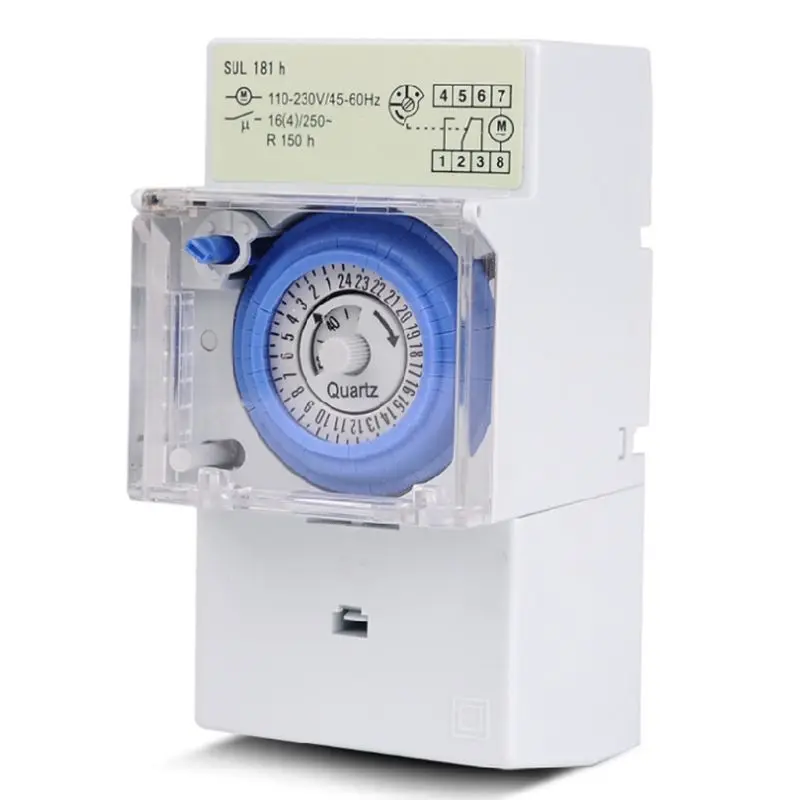 SUL181H MECHANICKÝ TIMER 220V 16A DIN MONT 24H 8 Nastavenia Manuál/Automatický ovládač Čas