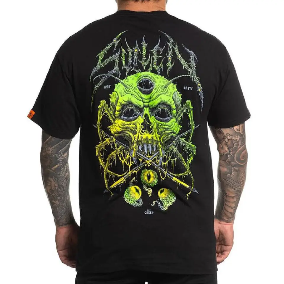 Sullen Mens Creep Badge Standard Black Short Ruckve tričko so všetkou veľkosťou S-5XL DP34