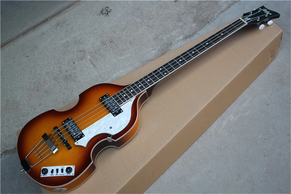 Sunburst Hofner husle bb2 bass hofner bb2 súčasná elektrická basa plameň plameň javor hofner basová gitara Doprava zdarma